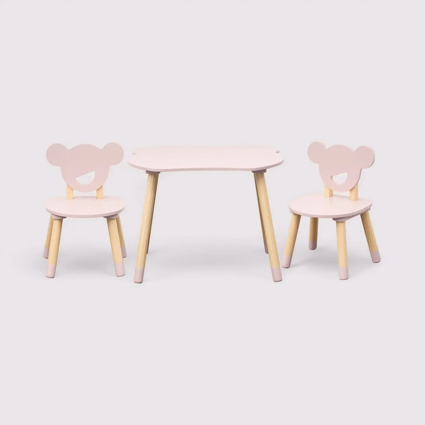 Sika - Tavolino con 2 seggiole per bambini rosa e marrone