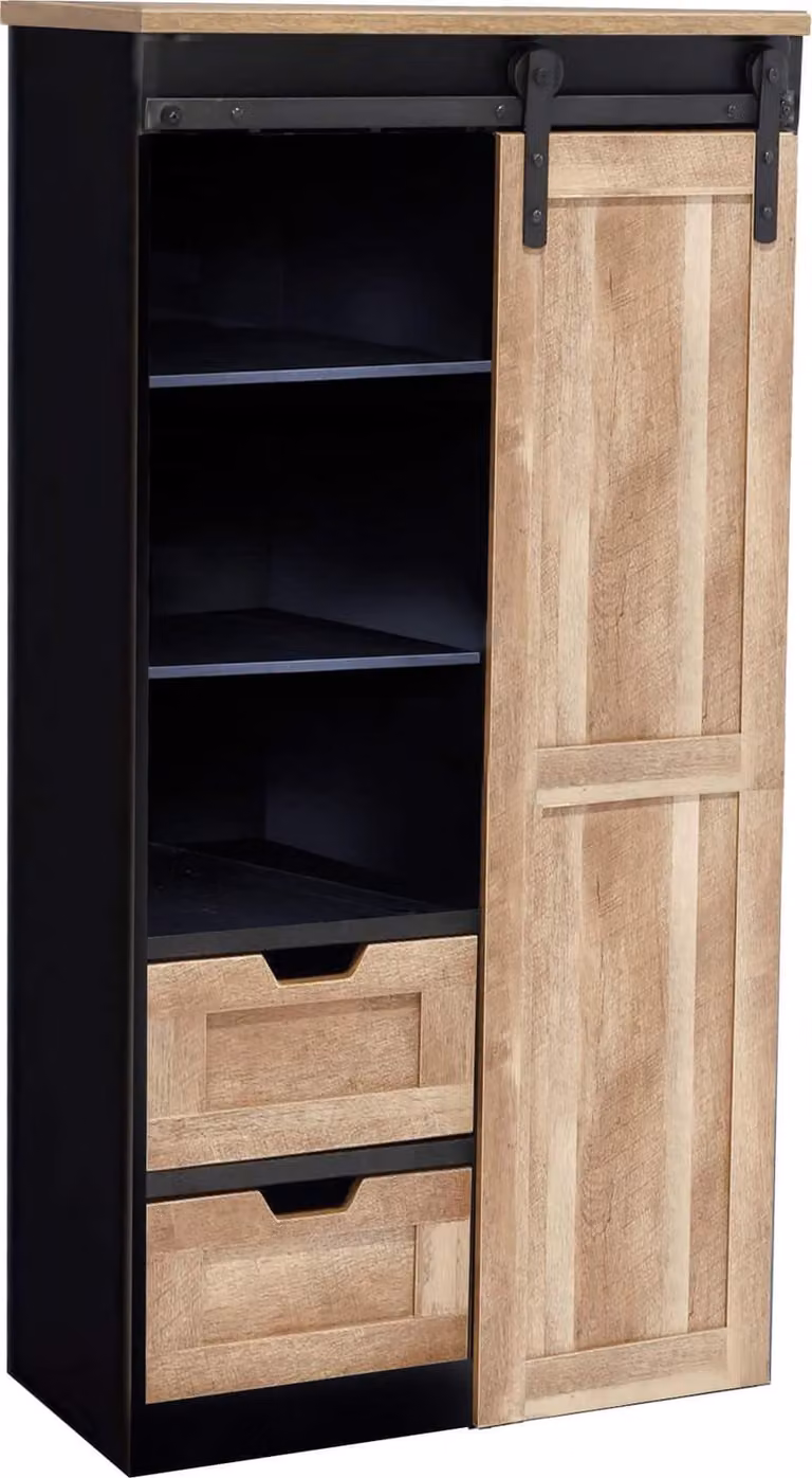 Milani Home - madia credenza moderna in legno e ferro, nero, 80 x 40 x 160 cm