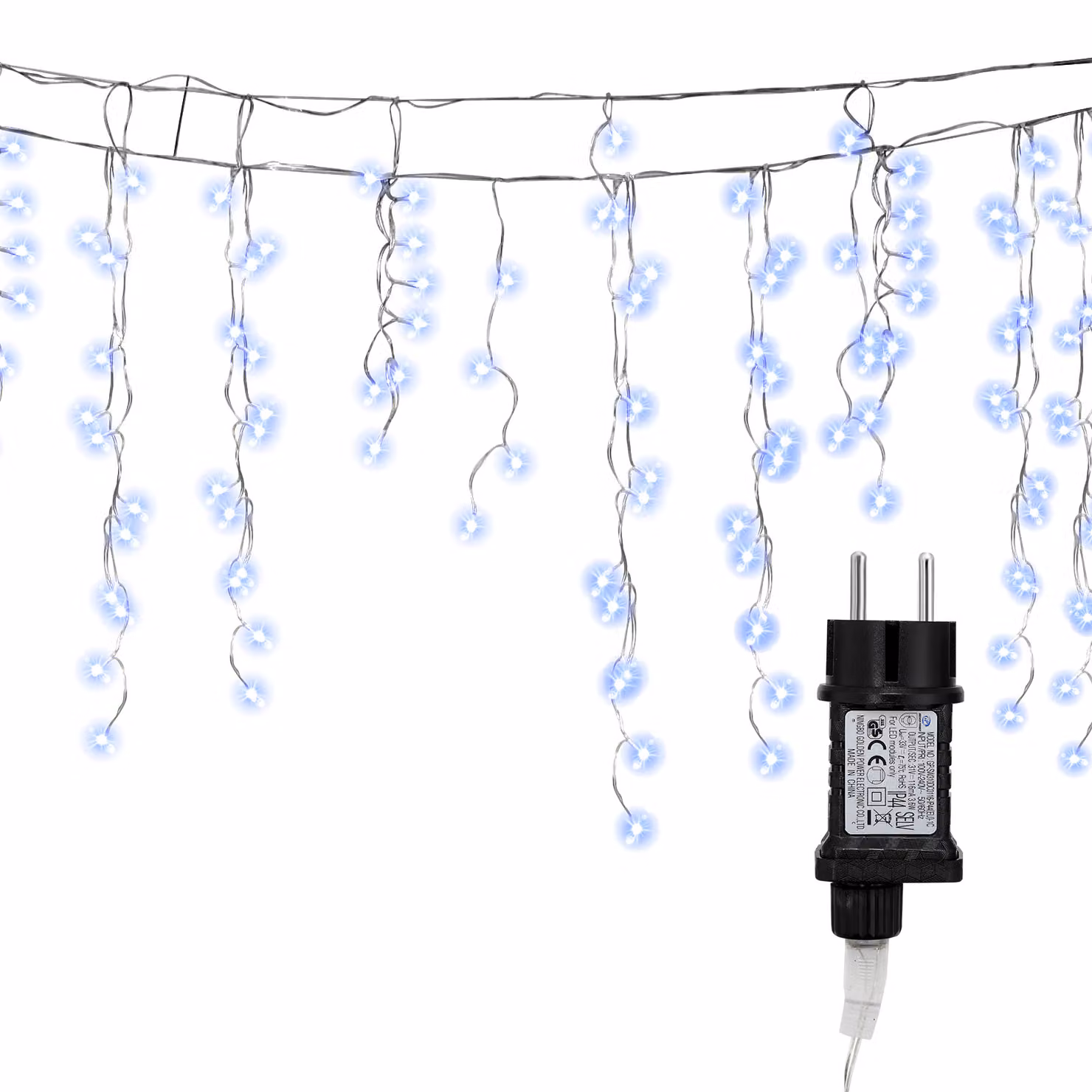 Jopassy 5M LED pioggia di ghiaccio luci fiabesche esterno interno freddo bianco tenda di luce 200 LED ghiaccioli luci di Natale 8 modalità decorazione di Natale giardino festa