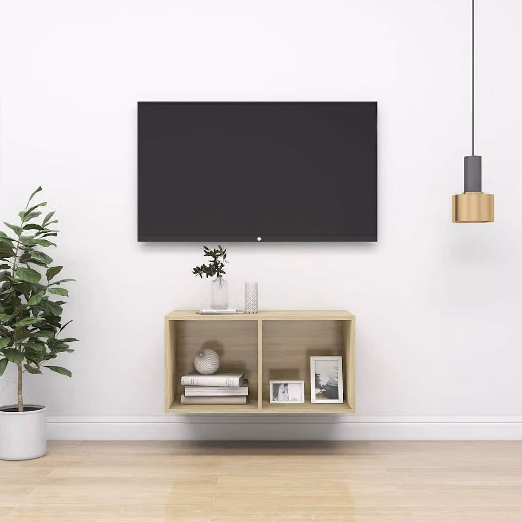 Supporto TV da parete mobile vidaXL in legno Rovere Sonoma, colore marrone, L/P/H: 37 x 37 x 72 cm