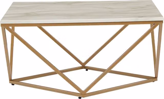 Tavolino da caffè moderno BELIANI con piano beige e gambe oro, L/P/H: 80 x 80 x 41 cm