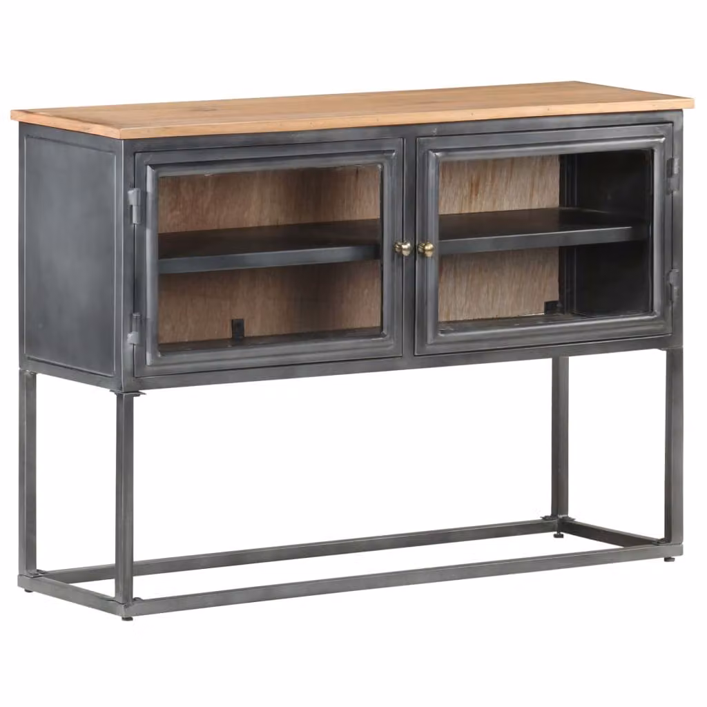 Credenza grigia 100x30x70 cm in legno massiccio di acacia