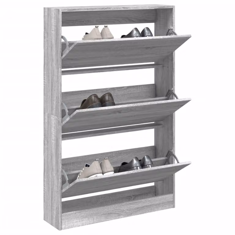 Scarpiera moderna a parete vidaXL in legno grigio, L: 80 cm, P: 21 cm, H: 125,5 cm