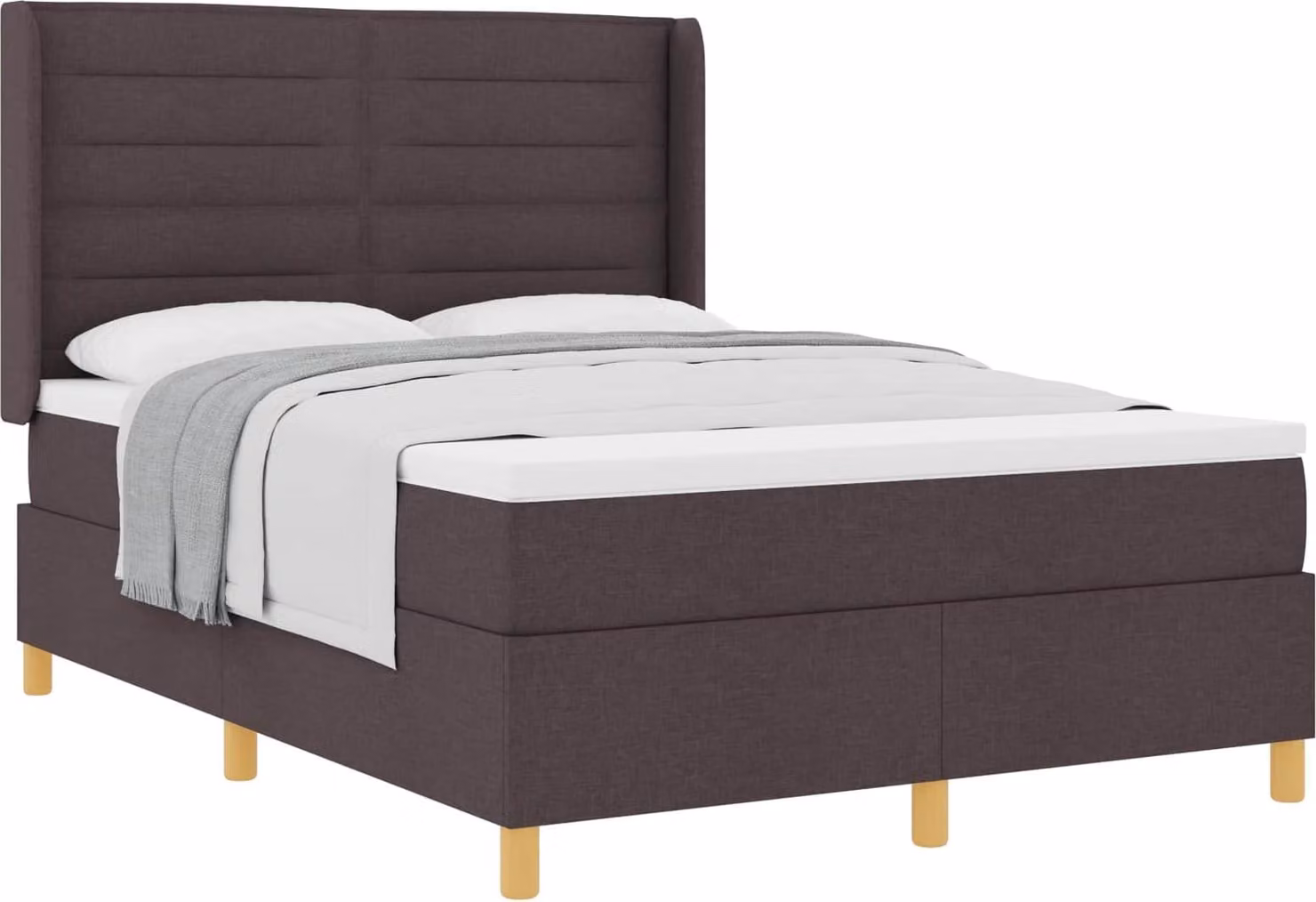 SYFAX™ Letto a molle con materasso Marrone Scuro 160 x 200 cm Tessuto
