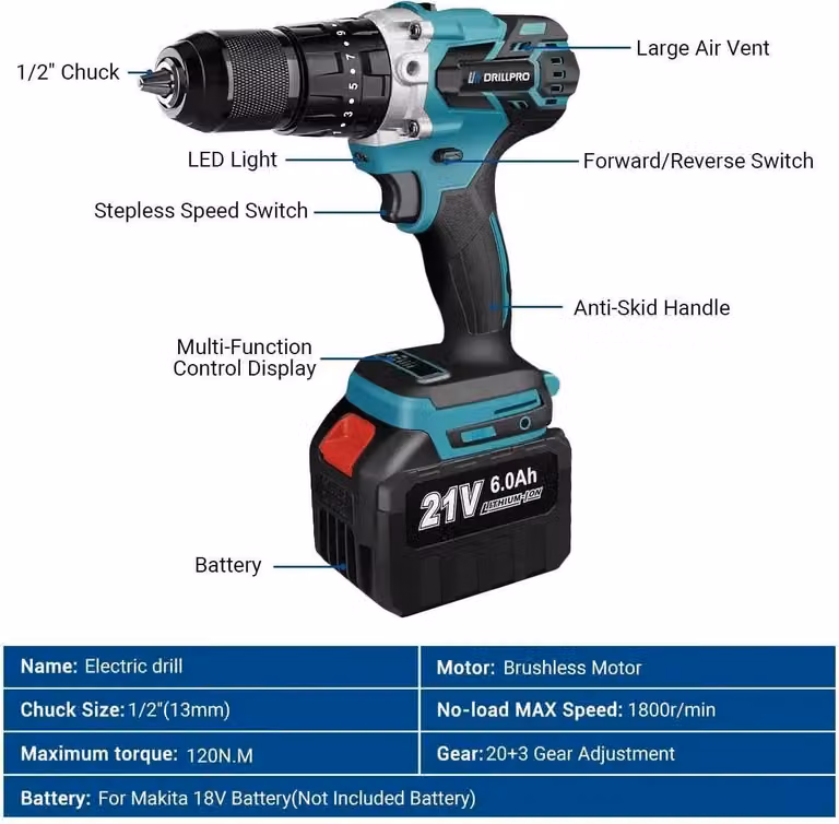 Avvitatore a percussione a batteria - K41483 - Motore brushless - 21 V - 120 Nm - 1800 giri/min - 1080 W - 2 batterie UE - Arancione/Nero