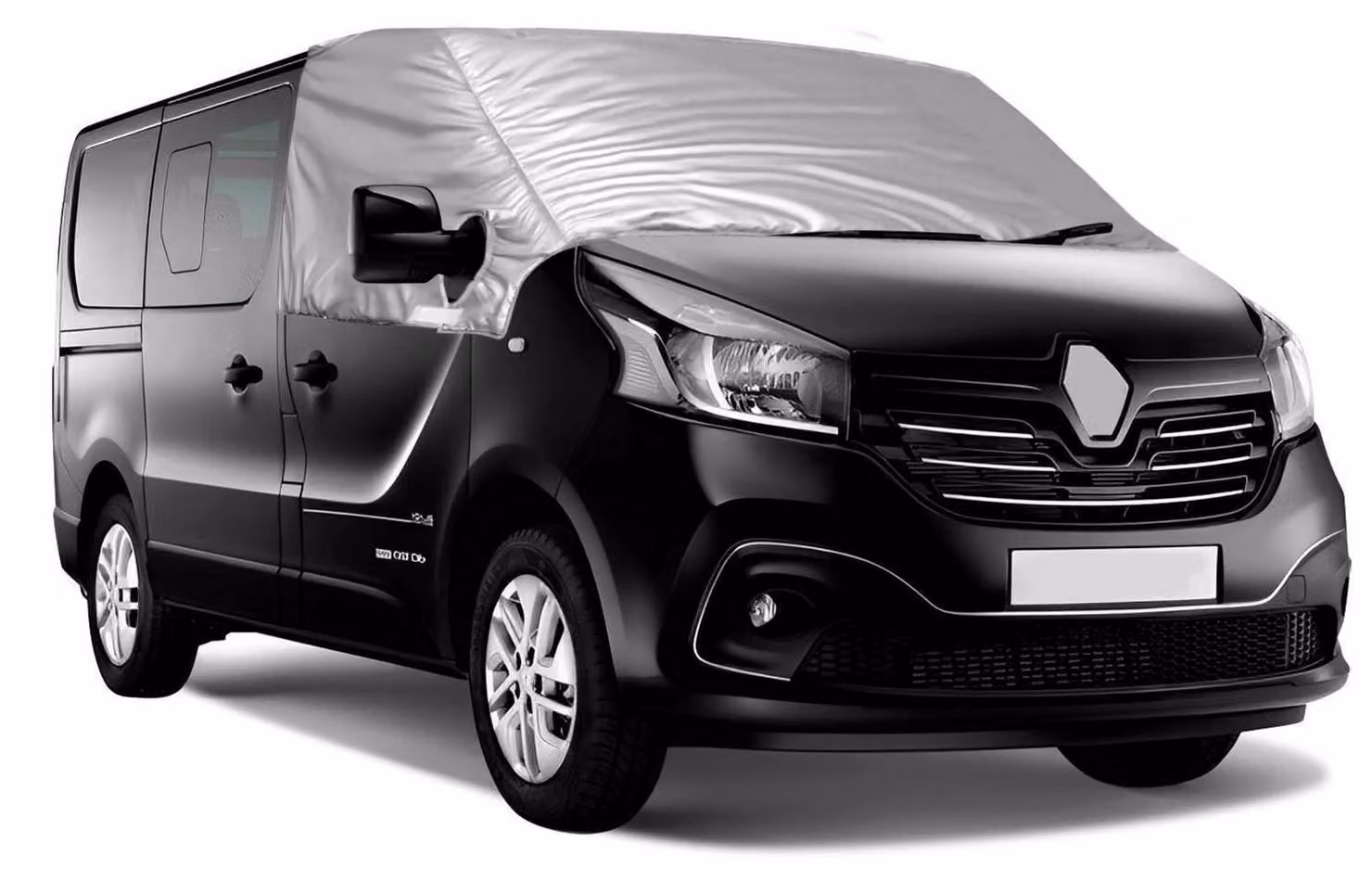 Copertura parasole per parabrezza, compatibile con Renault Trafic dal 2014 al 2024, oscurante al 100%, protezione UV, resistente alle intemperie, colore argento
