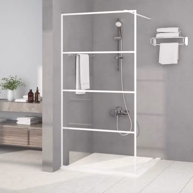 Parete Doccia Walk In Rectangular vidaXL in Vetro Trasparente Bianco L: 100 cm, H: 195 cm – 1
