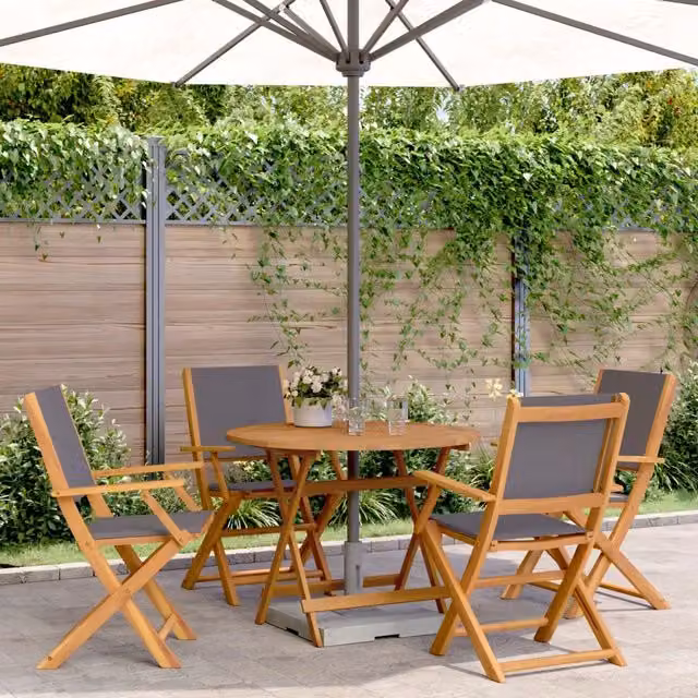 Set Pranzo da Giardino vidaXL in Legno di Acacia Olio Antracite 5 Pezzi