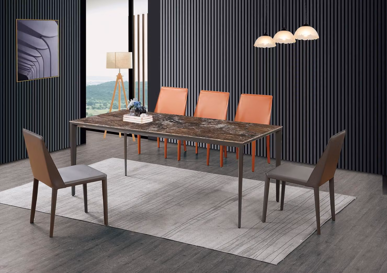 Luxus Esstisch - Tisch Esszimmer Möbel Metall Marmor Optik Design Tische 180x90