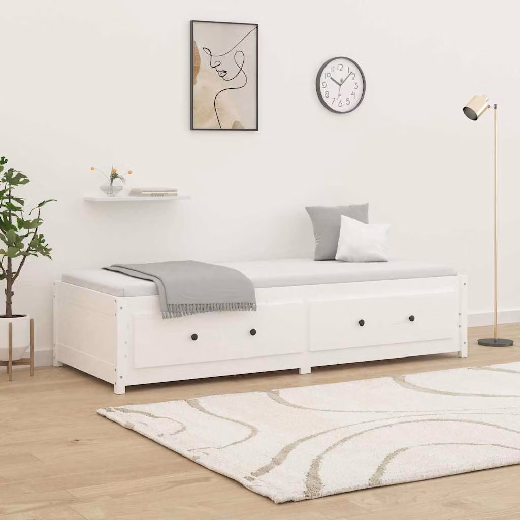 vidaXL Dormeuse in legno di pino massello bianca L/P/H: 200 x 90 x 85,5 cm