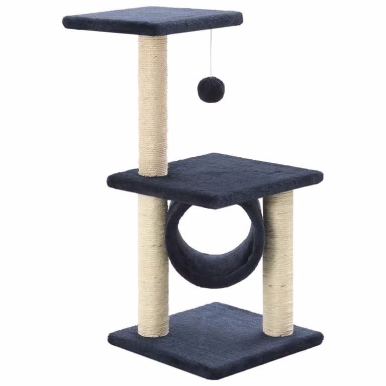 The Living Store Gatto Graffiatoio in Sisal 65 cm Blu scuro