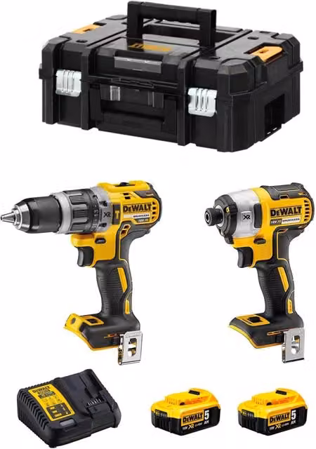 Kit DeWALT DCK2061P2T con Avvitatore DCD708, Avvitatore a Impatto DCF809, 2 Batterie da 5,0 Ah e Bauletto TSTAK II, Giallo