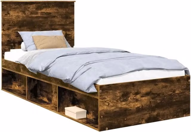 Letto singolo | Letto per adulti | Struttura del letto Rovere fum¨¦ 75 x 190 cm Pino massello