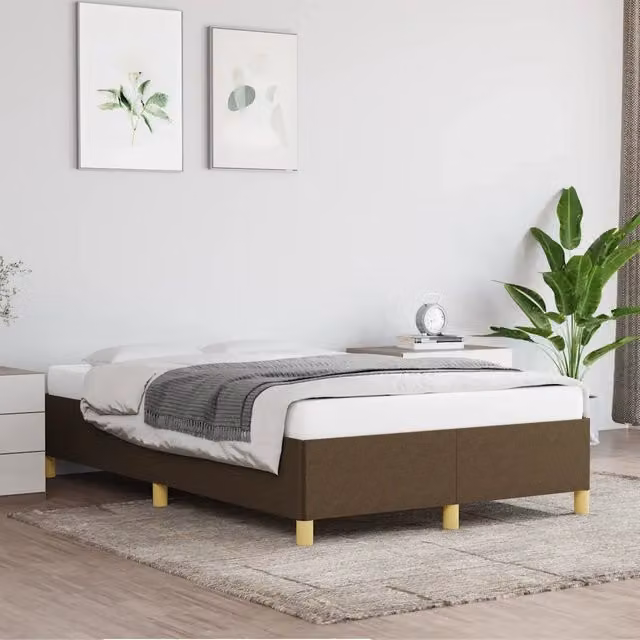 Struttura Letto Design Mania in Tessuto Marrone con Base in Legno L/P/H: 120 x 200 x 35 cm