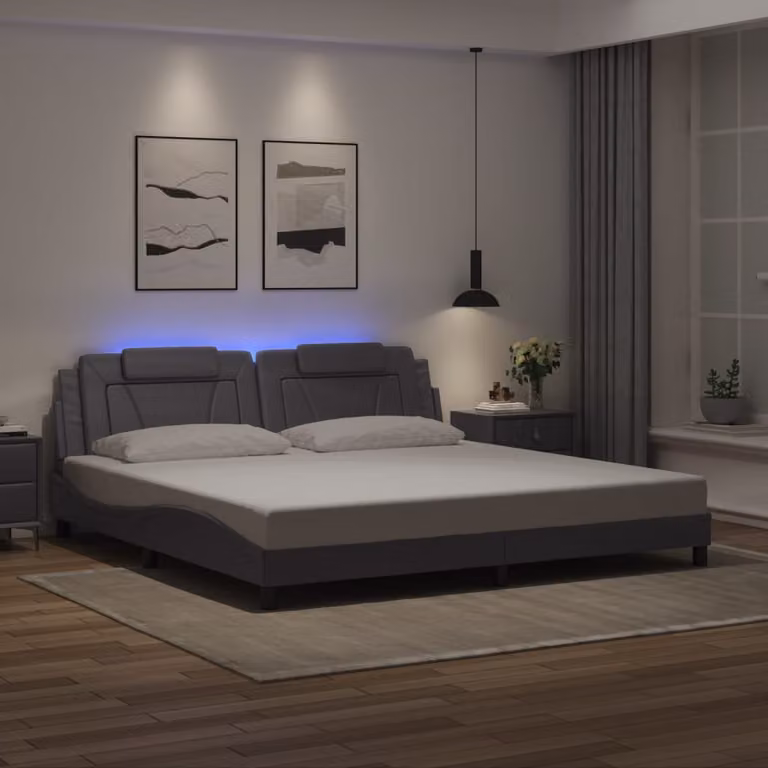 Giroletto Viana vidaXL con LED e porta USB, Grigio, 200x200 cm