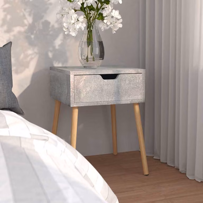 Comodino moderno vidaXL in legno grigio opaco, sospeso a parete, L 40 cm x P 40 cm x H 56 cm