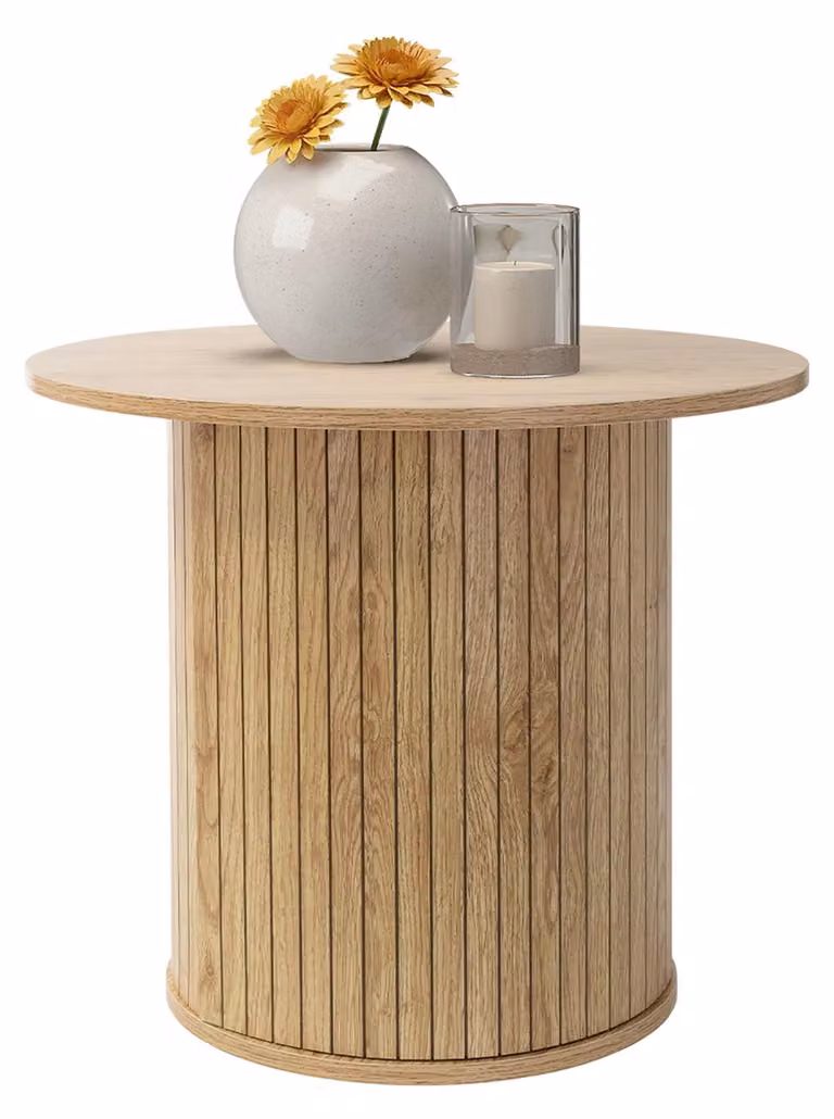 Tavolino rotondo - Aspetto legno marrone - Diametro 60 cm