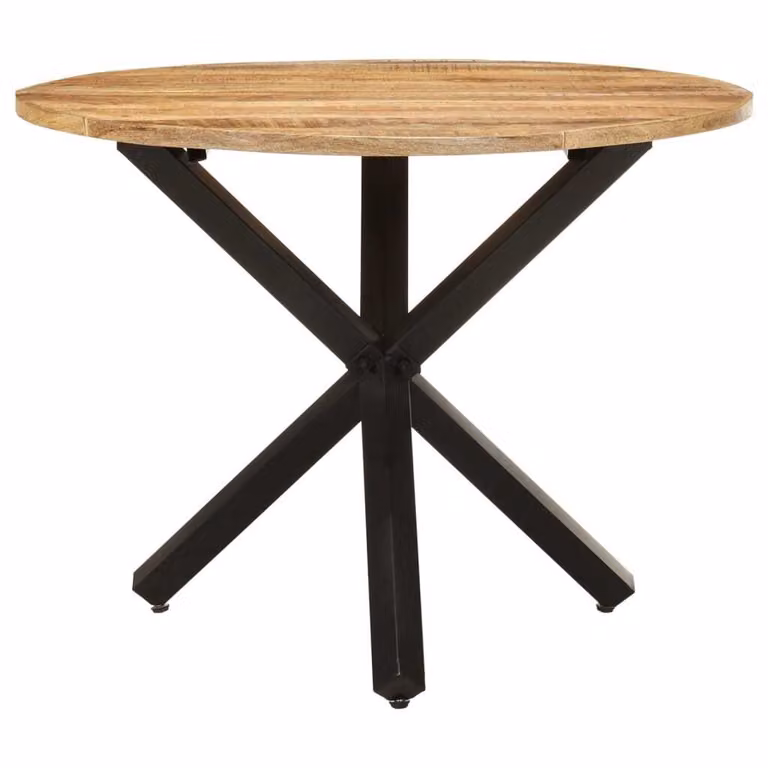 Tavolo da Pranzo Rotondo 100x100x75 cm Massello di Mango Grezzo