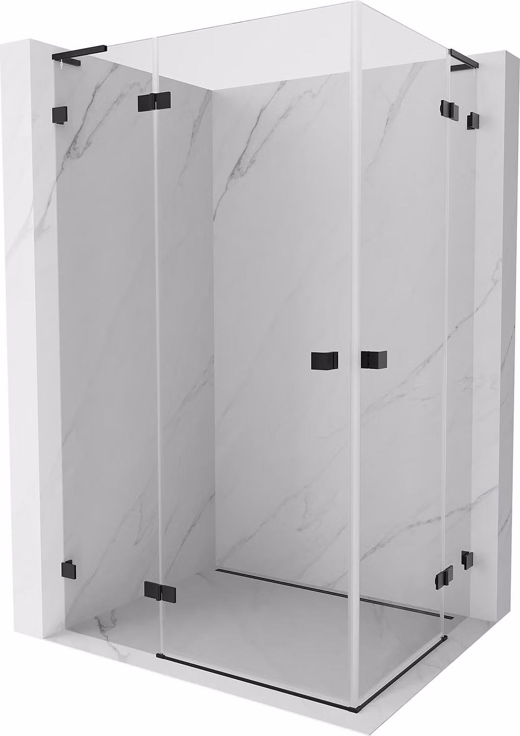 Mexen Lunar L Duo cabina doccia a battente sinistra 105 x 90 cm, trasparente, nera - 834L-105L-090P-70-00