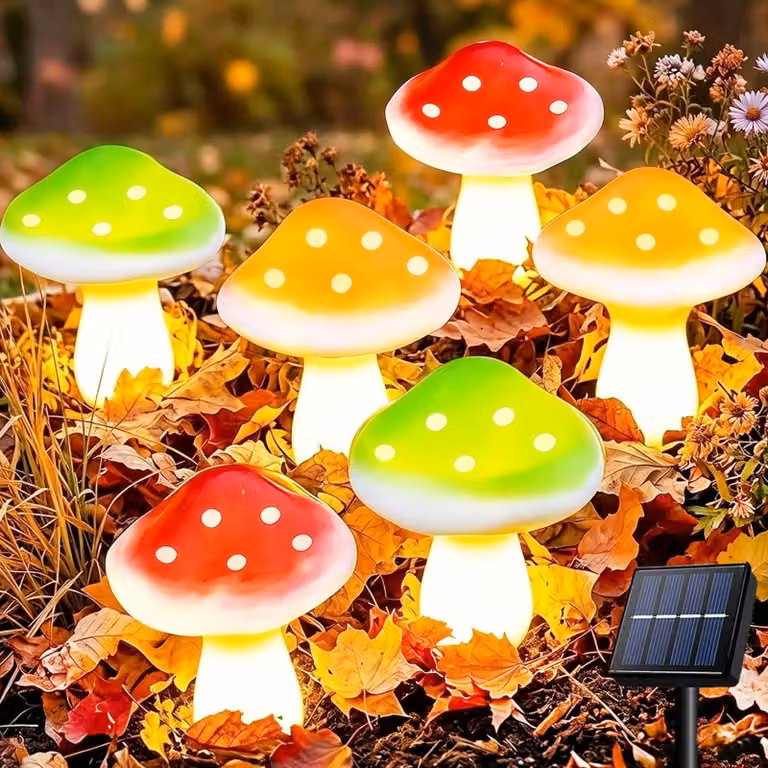 Set di 6 lanterne solari, con luci a LED, impermeabili, dimensioni 9x8 cm