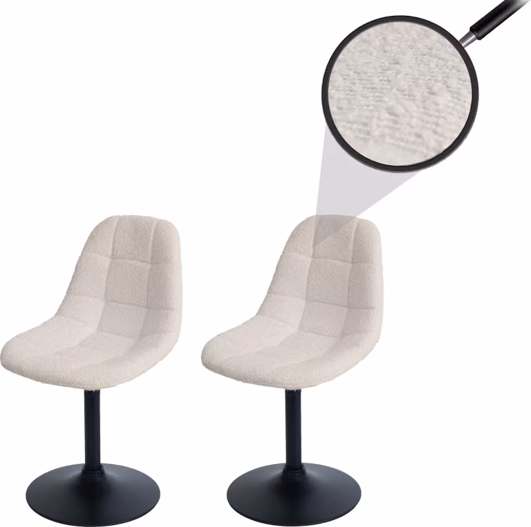 Set da 2 sedie da pranzo MCW-A60, sedia da cucina, sedia girevole, acciaio MVG, tessuto bouclé (450 g/m²) ~ beige