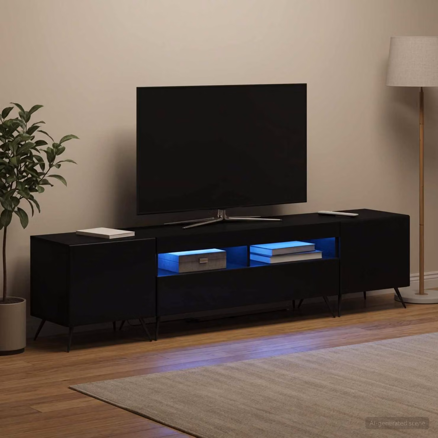 Mobile TV Stand vidaXL BREDA Moderno con Illuminazione LED in Legno MDF Nero