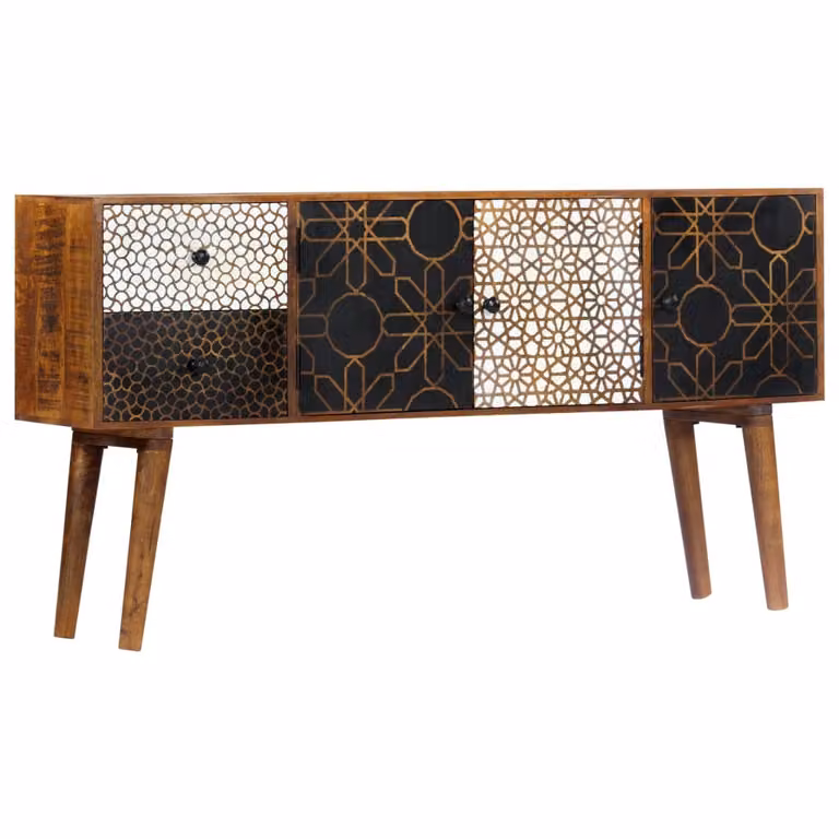 vidaXL Credenza con motivo stampato 130×30×70 cm in legno massiccio di mango