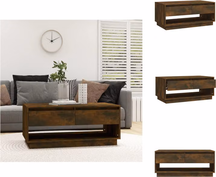 vidaXL Tavolino in rovere fumé 102,5x55x44 cm materiale a base di legno - Tavolini da caffè