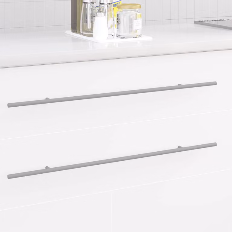 Set di 12 maniglie a barra vidaXL in acciaio inossidabile spazzolato, colore argento, Lunghezza: 70 cm
