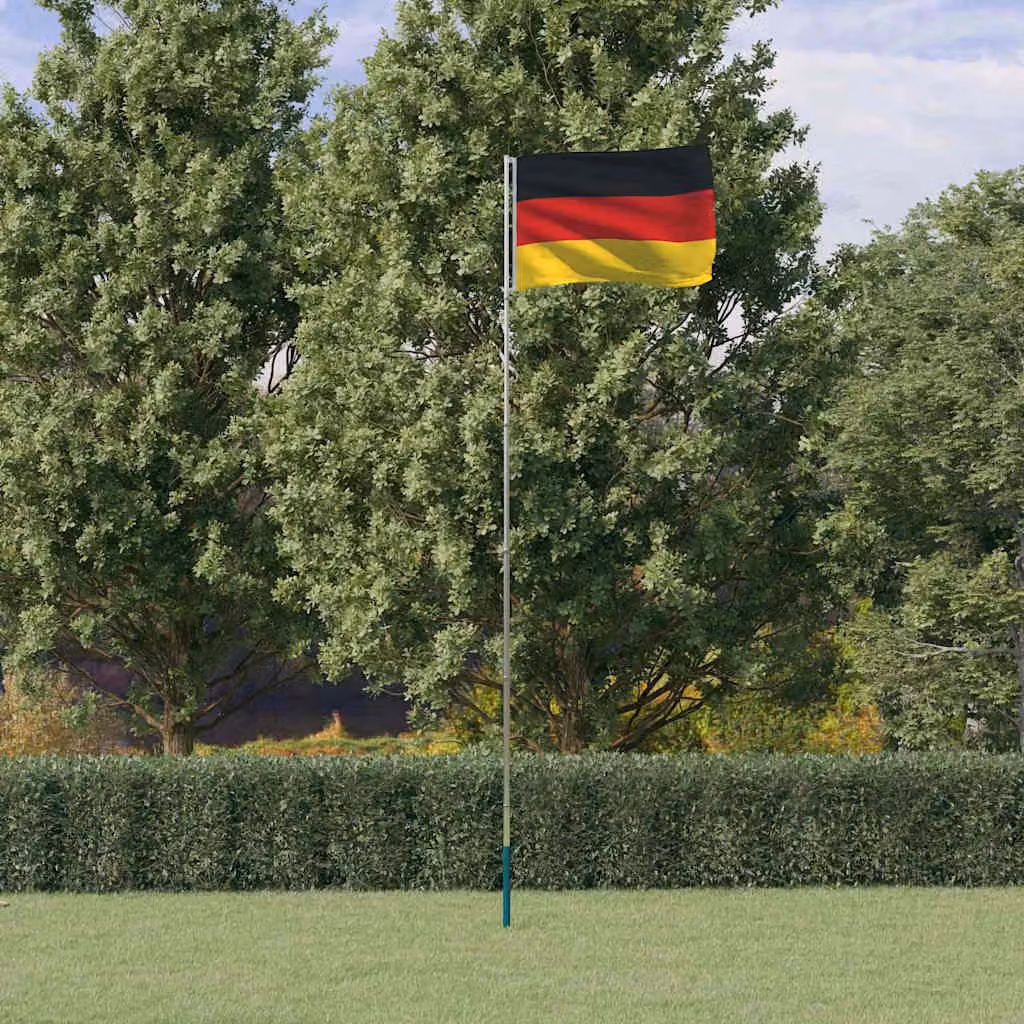vidaXL Asta e Bandiera della Germania in Alluminio Argento e Poliestere Multicolore, Altezza: 5,5 m