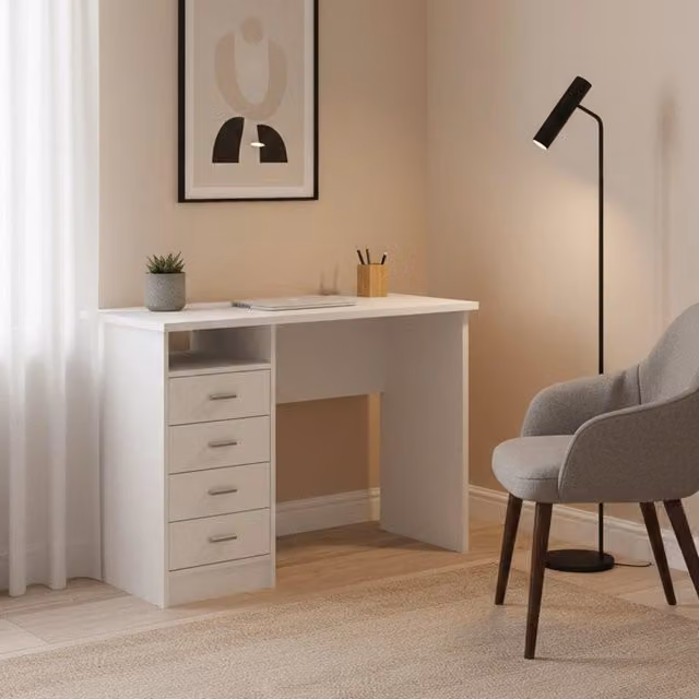 Scrivania lineare DMORA colore bianco L/P/H: 110 x 76 x 48 cm