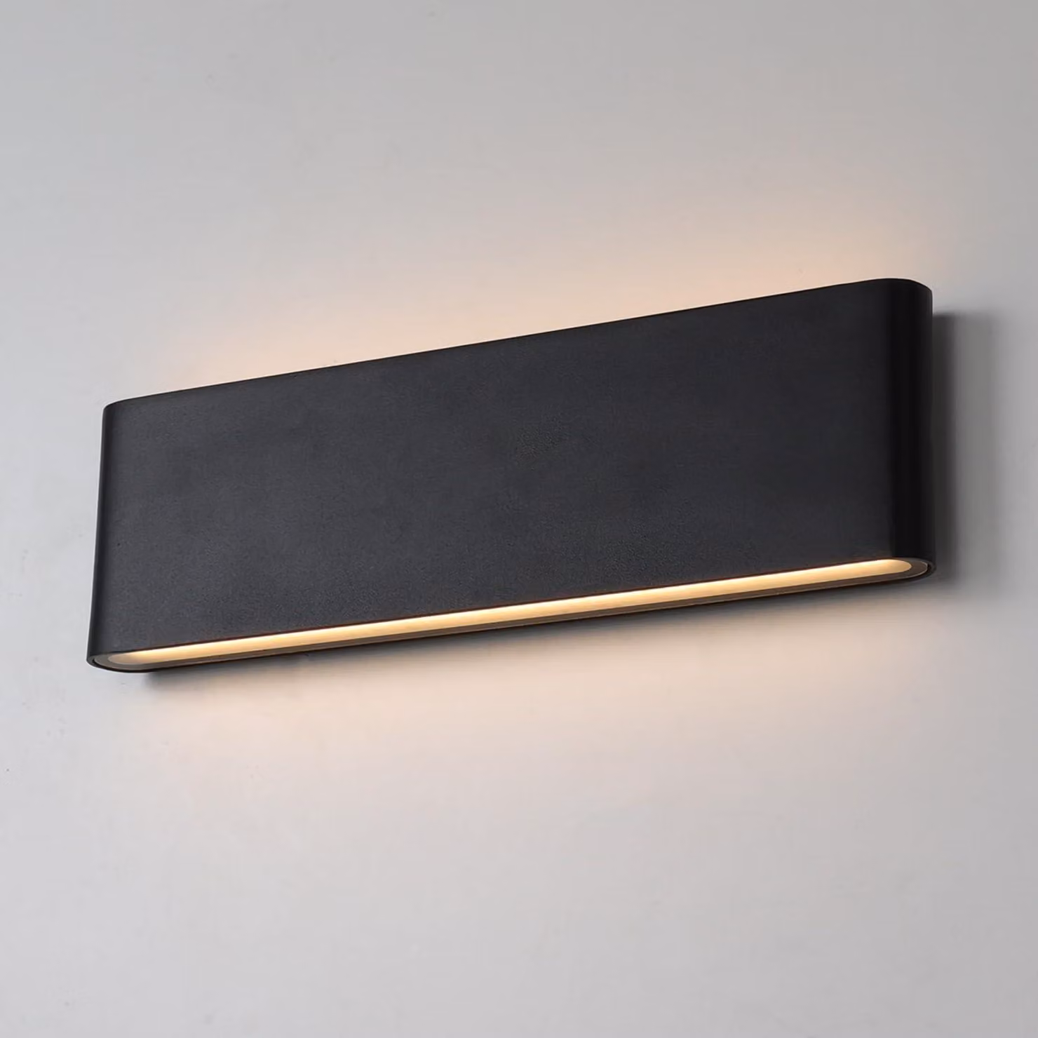 Lampada a parete LED, 20W, 2700K, nera, grado di protezione IP54, alluminio, forma rettangolare