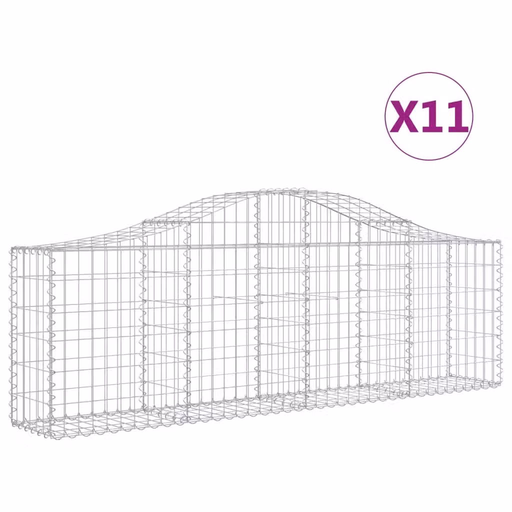 Cesti Gabbioni ad Arco 11 pz 200x30x60/80 cm Ferro Zincato