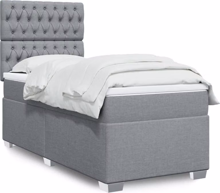 Maison Exclusive - Letto boxspring con materasso Grigio chiaro 80x200 cm Tessuto