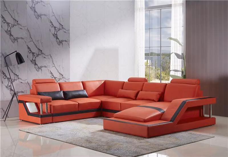 Design Couch Luxus Couchen Leder Sofa Sitz Eck Garnitur Polster Ecke Couch Rote