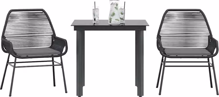 Maison Exclusive - Set da Pranzo da Giardino 3 pz con Cuscini Polyrattan Vetro