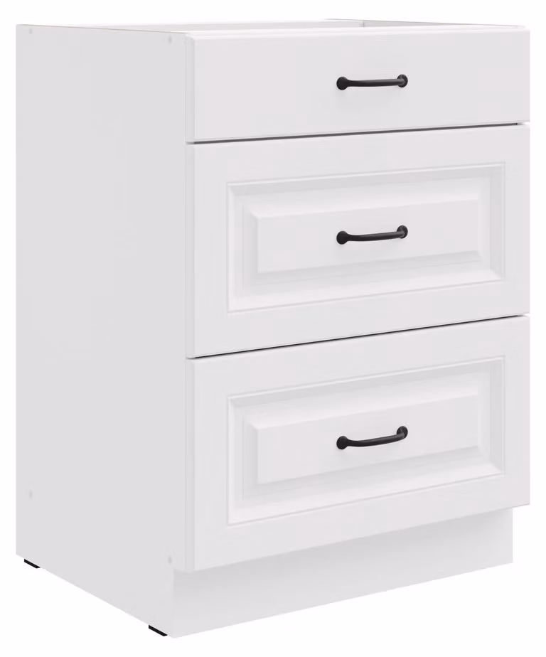 Mobile base da cucina da 60 cm, modello Stilo, bianco, con cassetto a estrazione totale e chiusura ammortizzata, cucina componibile