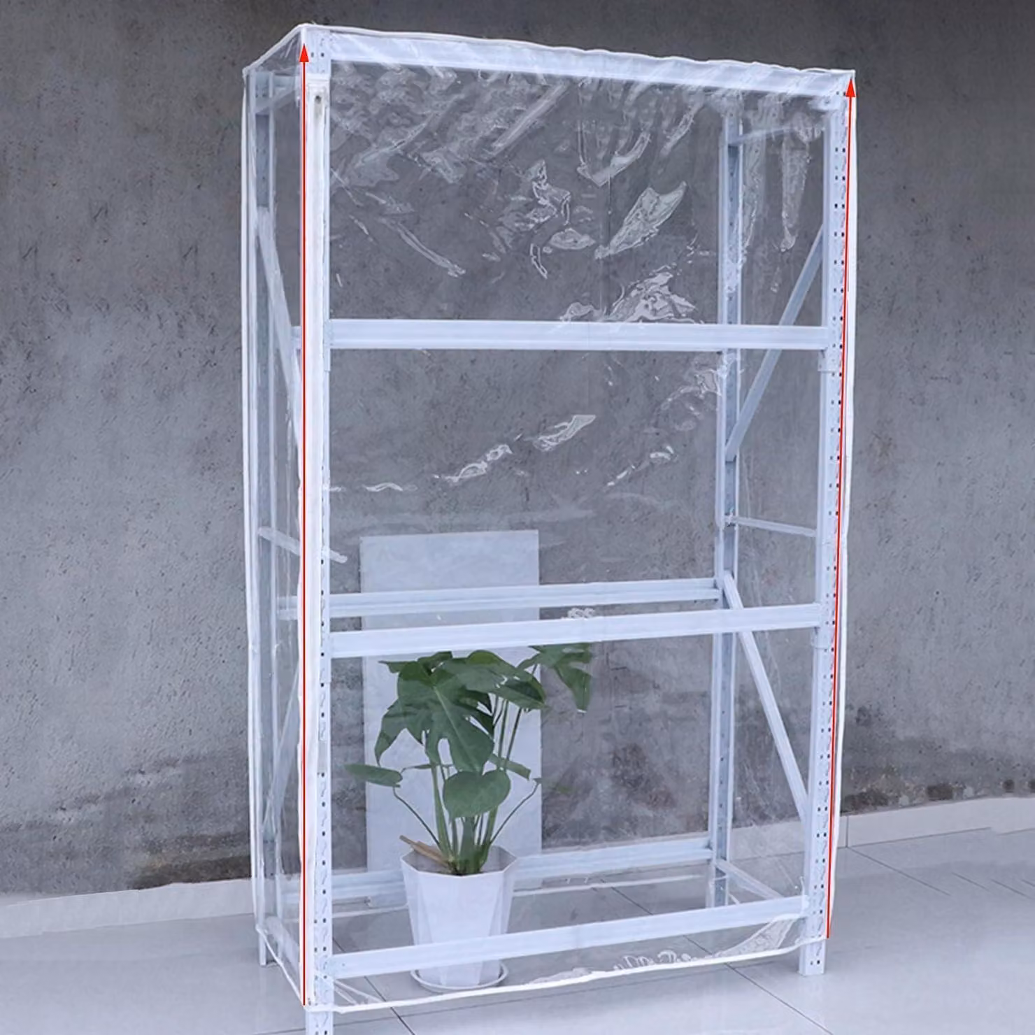 Custodia impermeabile con cerniera per scaffali, dimensioni 60x40x180 cm, realizzata in PVC