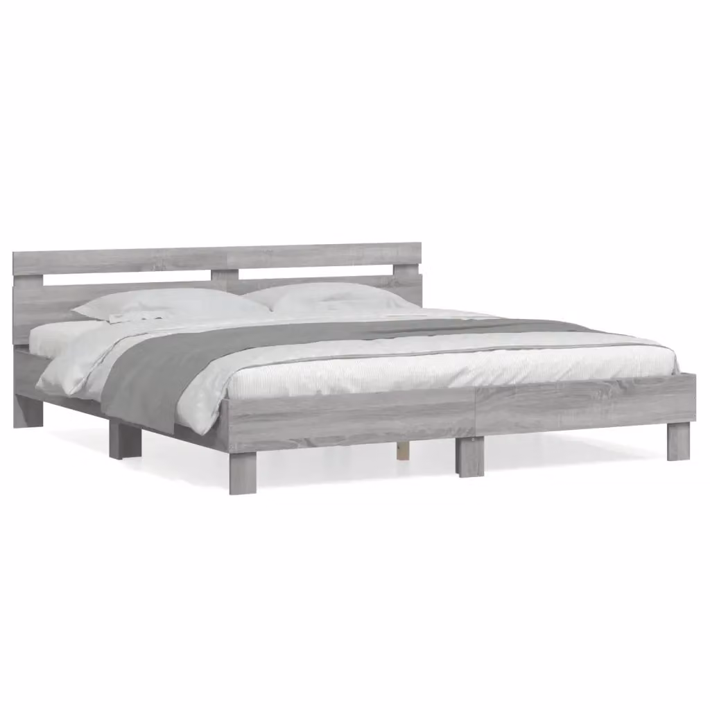 vidaXL Giroletto con Testiera in Legno Multistrato Grigio Sonoma 180x200 cm – 2