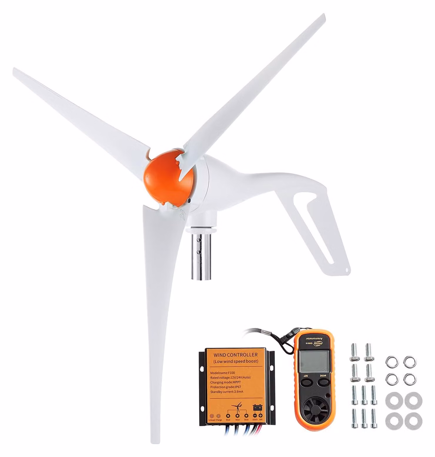 Turbina eolica da 500W, 12V, con 3 pale e controller MPPT
