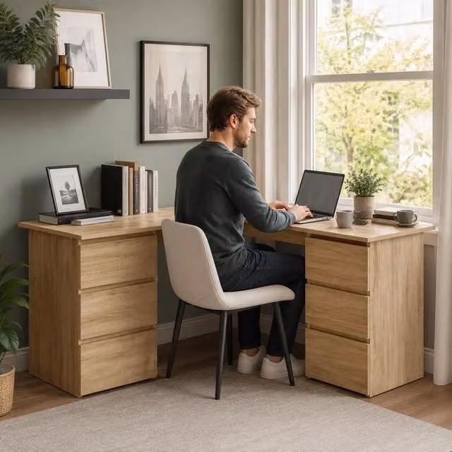 Corner Desk Sonoma Oak 145x100x76 Cm Wood Material