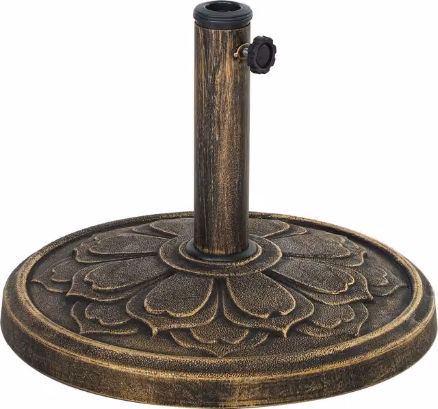 Base per ombrellone Outsunny con manovella integrata in resina, metallo e cemento, colore bronzo, Ø 46 cm x 33 cm, 12 kg