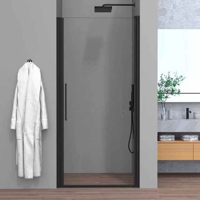 Porta doccia nicchia 80cm battente con profilo nero opaco Neos