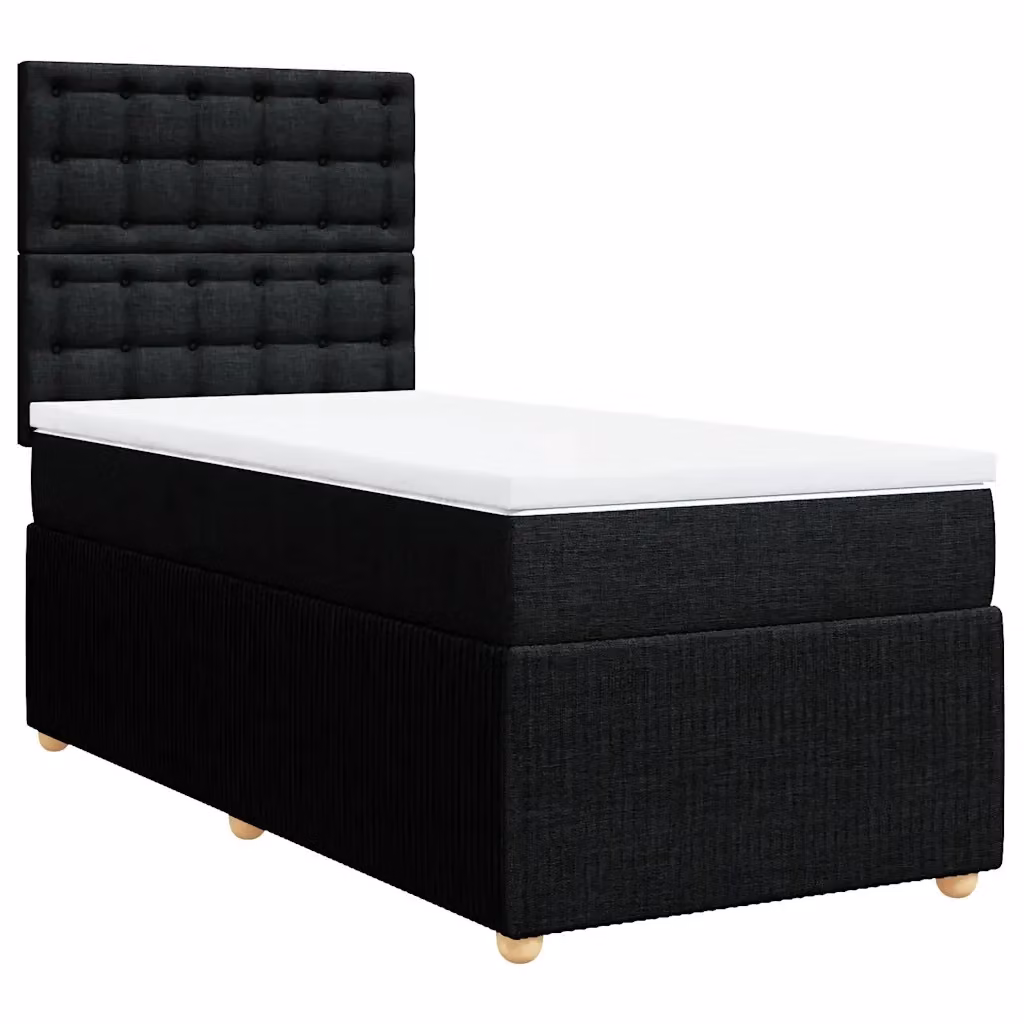 Letto Ibrido vidaXL con Giroletto a Molle e Materasso in Tessuto Nero e Bianco L: 200 cm, P: 80 cm – 2
