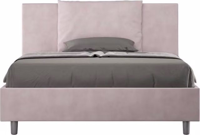 BS COM Letto matrimoniale francese senza rete imbottito 140x210 microfibra glicine
