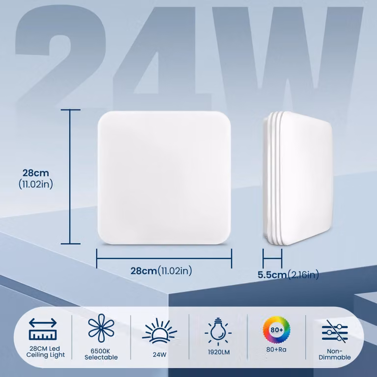 Pannello LED quadrato - 24 W - 1 unità - Ultraleggero - Senza sfarfallio - Antiriflesso - Non dimmerabile
