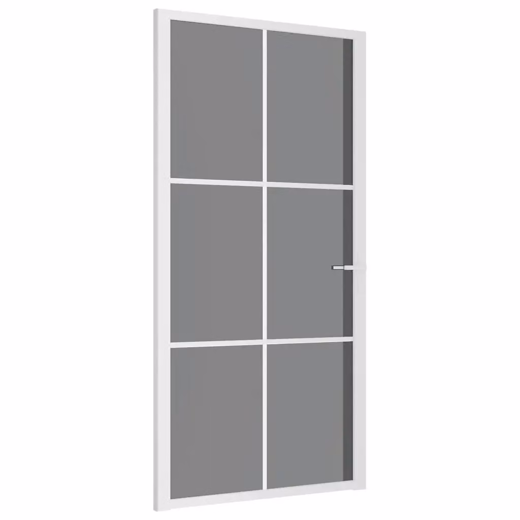 Porta Interna Moderna vidaXL in Vetro Trasparente e Alluminio Bianca L: 102,5 cm, H: 201,5 cm – 2