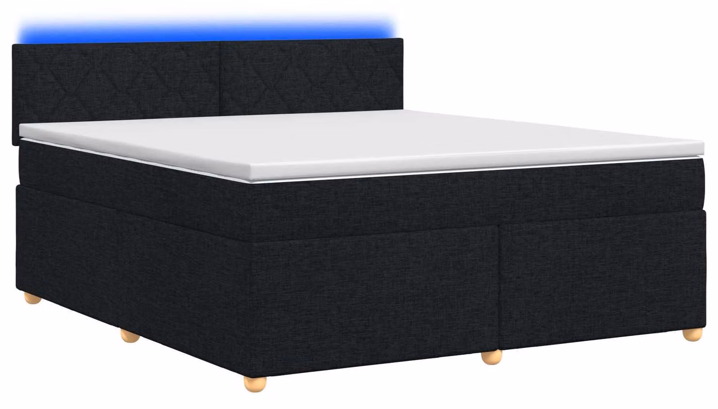 Letto a molle con materasso nero 140 x 190 cm in tessuto
