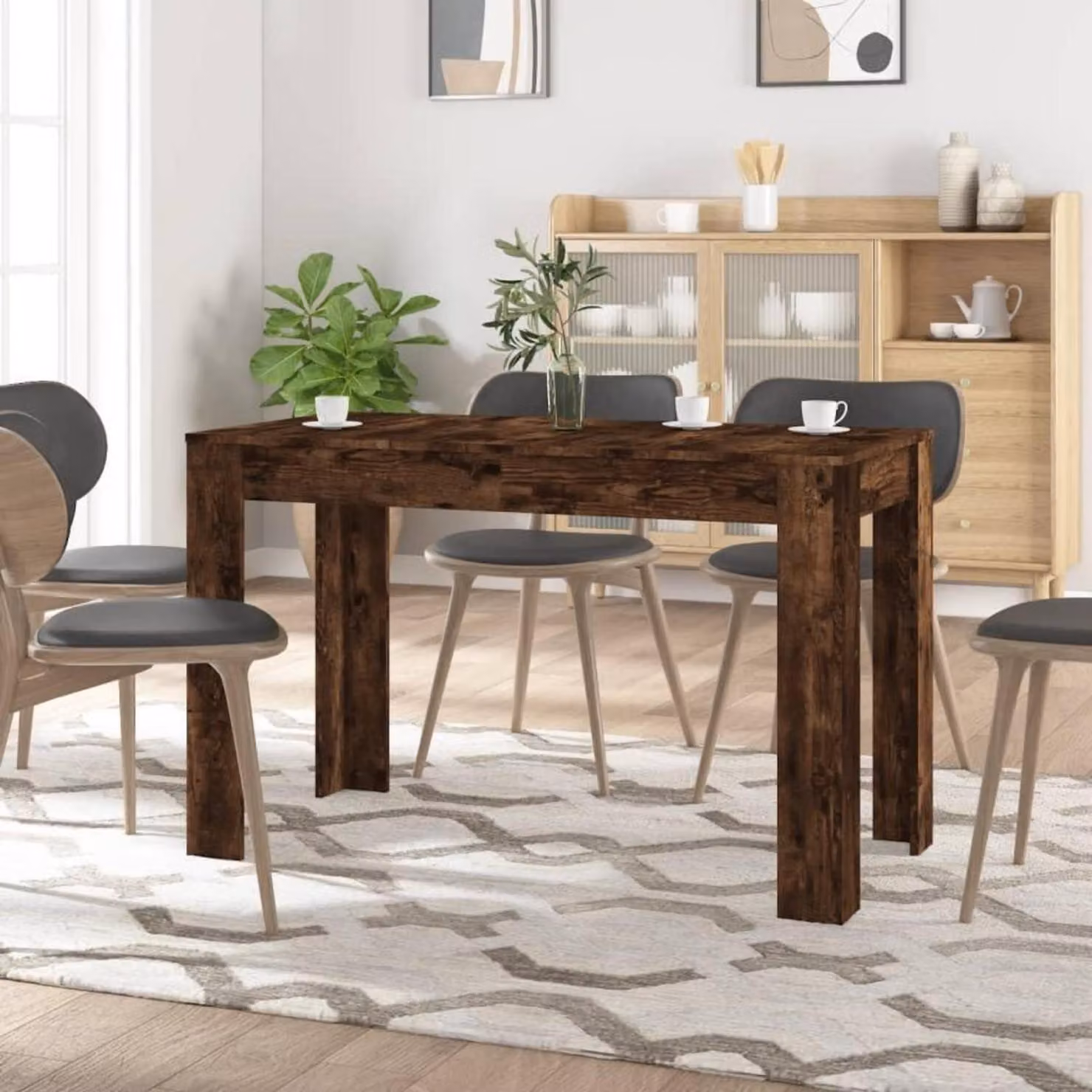 Tavolo da pranzo in rovere fumé 120x60x76 cm materiale a base di legno