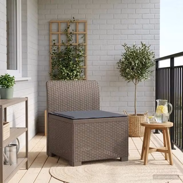 Divano da giardino a 1 posto con cuscino in rattan effetto moderno colore grigio L: 70 cm, P: 62 cm, H: 55 cm – 1
